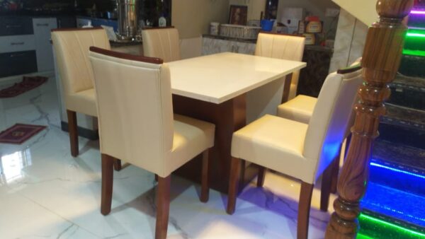 Taxzek Marble 6 Chairs Dinning Table Large (Leather) (2.6Wx5Lx2.5H feet) (Classic) - Image 3