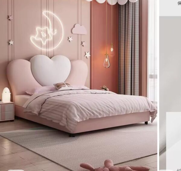 Taxzek Heart-Shaped Princess Bed Frame, Pink and White, Full Size, Modern Design Boy and Girl Furniture Children Furniture - Image 2