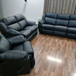 Taxzek Black Recliner Sofa Set, 3+2+1 Seater, 200 cm/148 cm/92 cm Width, Living Room Furniture