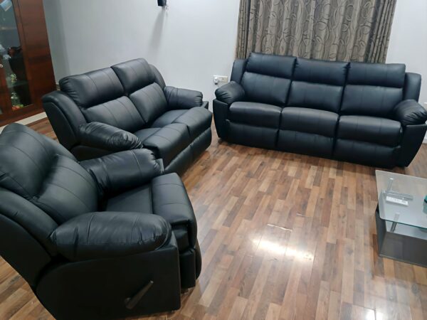Taxzek Black Recliner Sofa Set, 3+2+1 Seater, 200 cm/148 cm/92 cm Width, Living Room Furniture - Image 2