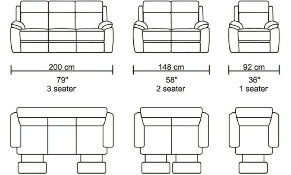 Taxzek Black Recliner Sofa Set, 3+2+1 Seater, 200 cm/148 cm/92 cm Width, Living Room Furniture - Image 6