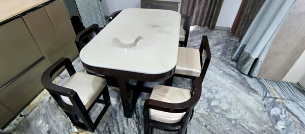 Taxzek Space Saving Modern Marble Design Dining Table Set with Light Weight 6 Chairs, Black Wood Frame, Cushioned Seats - Image 6