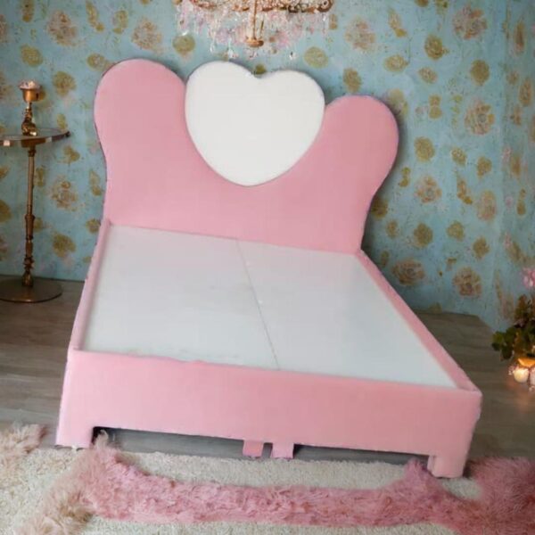 Taxzek Heart-Shaped Princess Bed Frame, Pink and White, Full Size, Modern Design Boy and Girl Furniture Children Furniture - Image 6