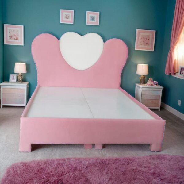Taxzek Heart-Shaped Princess Bed Frame, Pink and White, Full Size, Modern Design Boy and Girl Furniture Children Furniture - Image 4