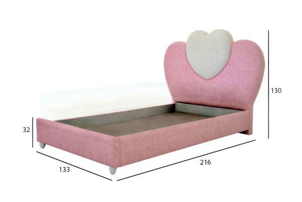 Taxzek Heart-Shaped Princess Bed Frame, Pink and White, Full Size, Modern Design Boy and Girl Furniture Children Furniture - Image 3