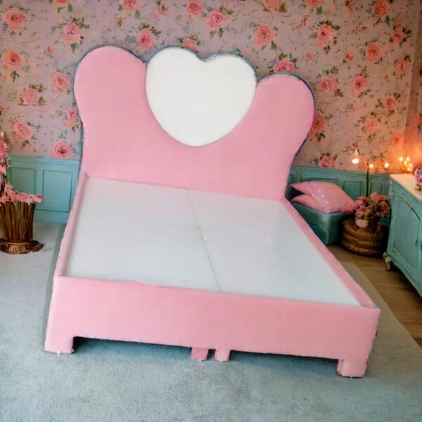 Taxzek Heart-Shaped Princess Bed Frame, Pink and White, Full Size, Modern Design Boy and Girl Furniture Children Furniture - Image 5