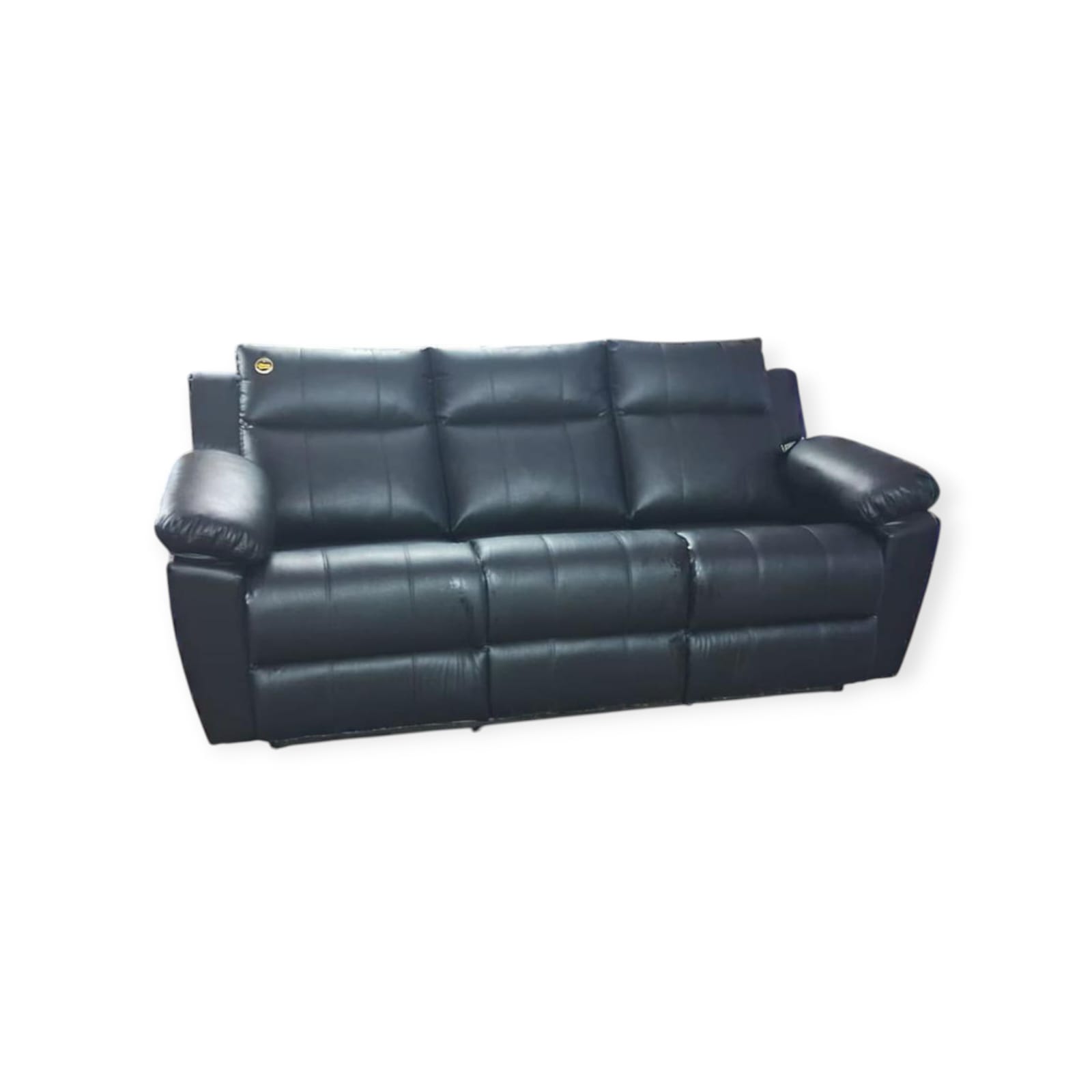 Taxzek Black Color 3-Seater Leather Recliner Sofa, Modern Living Room Couch, Manual Recliner - Image 6