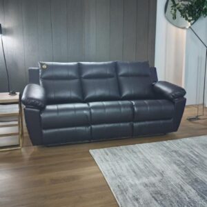 Taxzek Black Color 3-Seater Leather Recliner Sofa, Modern Living Room Couch, Manual Recliner