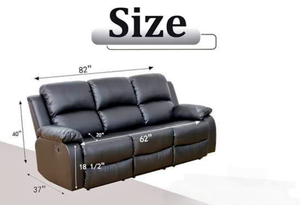 Taxzek Black Color 3-Seater Leather Recliner Sofa, Modern Living Room Couch, Manual Recliner - Image 5
