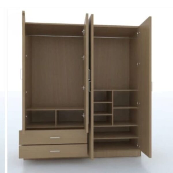 Taxzek Wardrobe | 1 Year Warranty | Engineered Wood Almirah, Cupboard for Clothes Storage | 4 Door, 2 Mirror, 2 Drawer, 2 Hanging Space | Multiple Adjustable Shelves ( Natural Teak Colour - Image 2
