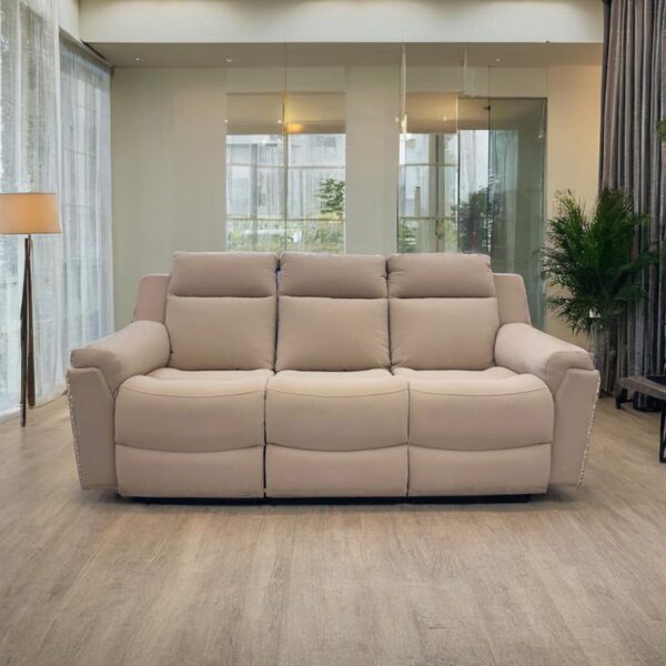 Taxzek Modern Recliner Sofa Set, 2-Piece Living Room Set with 2-Seater and 3-Seater, Beige Fabric Upholstery, Power Reclining - Image 4