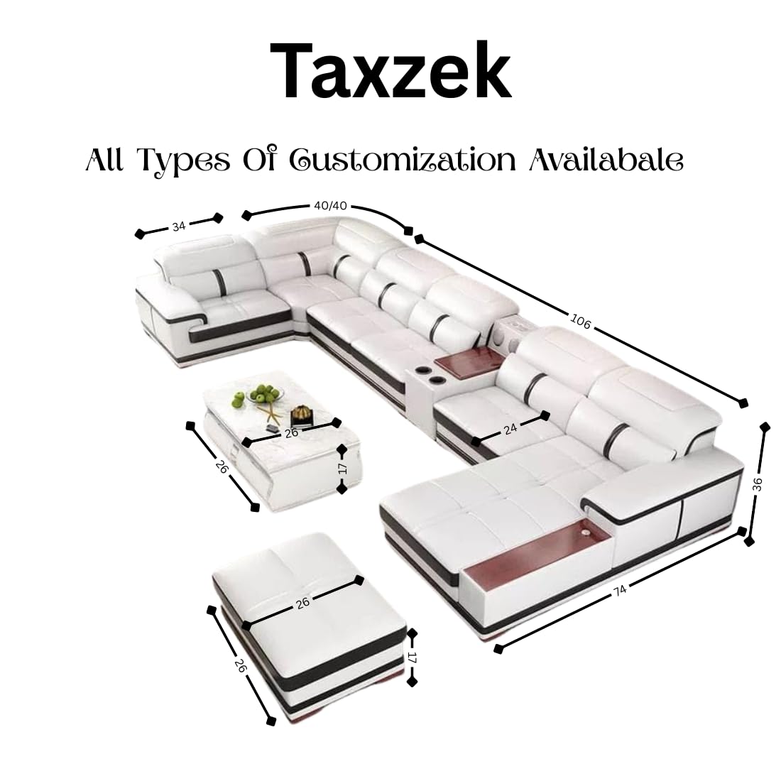 taxzek modern living room u shape penguine sofa set, white and black, lhs facing,with coffee table, lounger, armrest, back cushion pillows, wooden snack space taxzek modern living room u shape penguine sofa set, white and black, lhs facing,with coffee table, lounger, armrest, back cushion pillows, wooden snack space