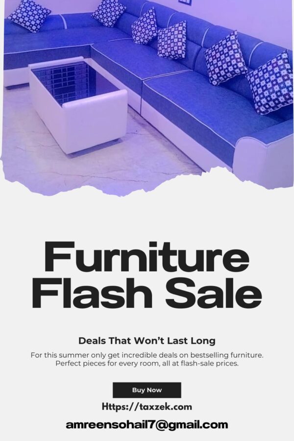 Taxzek Modern L-Shaped Sectional Sofa Set with 6 Throw Pillows, Blue and White, Corner Design with Center Table - Image 6