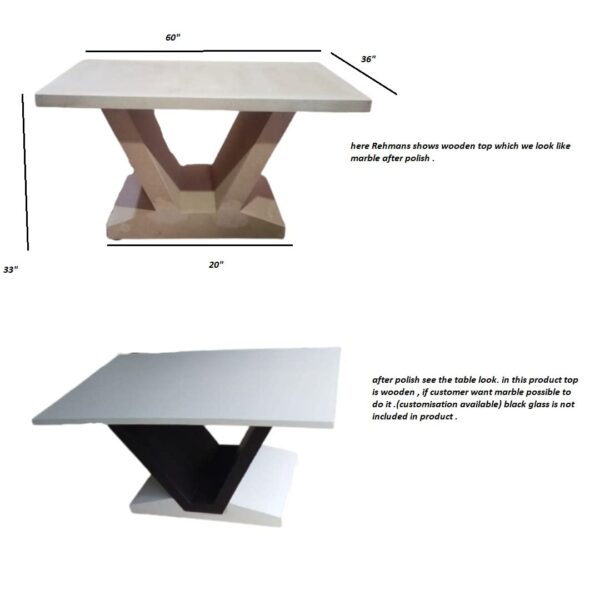 Taxzek Marble Look 6 Chairs Dinning Table Large (Leather, 3Wx5Lx2.5H Feet, Art Deco) - Image 2