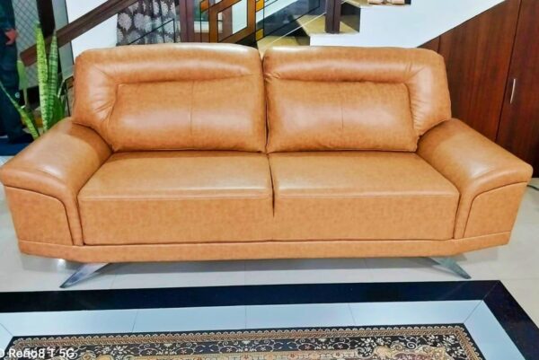 Taxzek Leather Living Room Sofa Set, 2 Seater with Stainless Steel Legs,Wheat Brown - Image 5