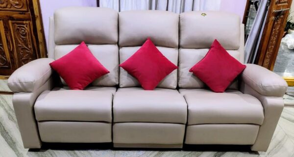 Taxzek 3+2 Fully Recliner Sofa Set with Power Headrest, Lumbar Support, armrest, Throw Pillow for Back Support and Decoration