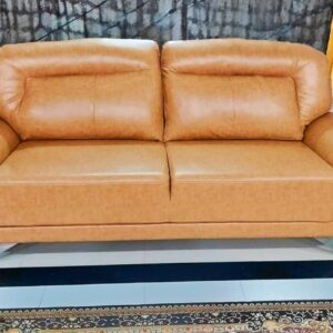 Taxzek Leather Living Room Sofa Set, 2 Seater with Stainless Steel Legs,Wheat Brown