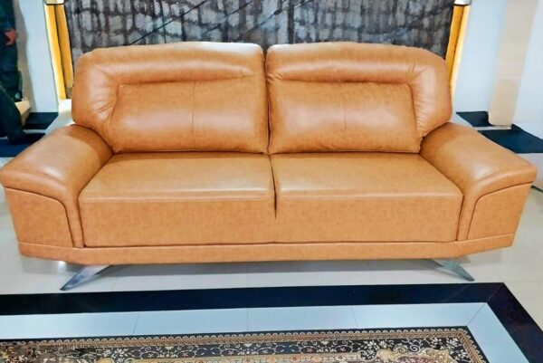 Taxzek Leather Living Room Sofa Set, 2 Seater with Stainless Steel Legs,Wheat Brown