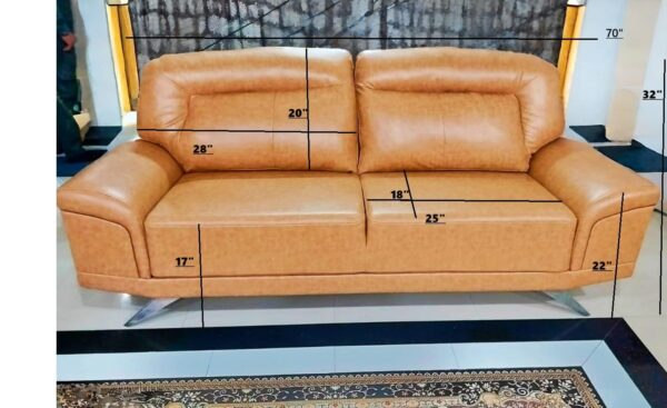Taxzek Leather Living Room Sofa Set, 2 Seater with Stainless Steel Legs,Wheat Brown - Image 2