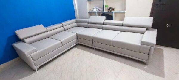 Taxzek 6-Seater Sectional, L-Shaped Multifucntional Both LHS and RHS Sofa,Adjustable Headrest, backrest-Armrest Sofa for Living Room, Office,Light Grey - Image 4