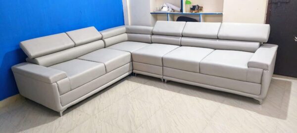 Taxzek 6-Seater Sectional, L-Shaped Multifucntional Both LHS and RHS Sofa,Adjustable Headrest, backrest-Armrest Sofa for Living Room, Office,Light Grey - Image 5