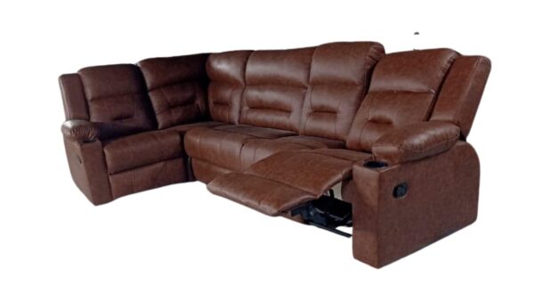 Taxzek Multifunctional LHS and RHS 6 Seater Recliner Sofa, Brown Leather, Cup Holder Without Centre Table for Living Room, Office Drawing Room - Image 6