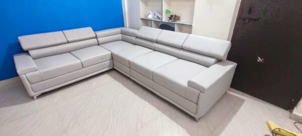 Taxzek 6-Seater Sectional, L-Shaped Multifucntional Both LHS and RHS Sofa,Adjustable Headrest, backrest-Armrest Sofa for Living Room, Office,Light Grey - Image 2