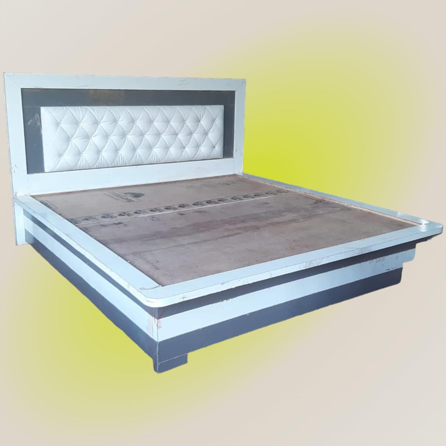 Taxzek King Size Bed with Storage, Beautiful Headrest, White+ Grey - Image 3