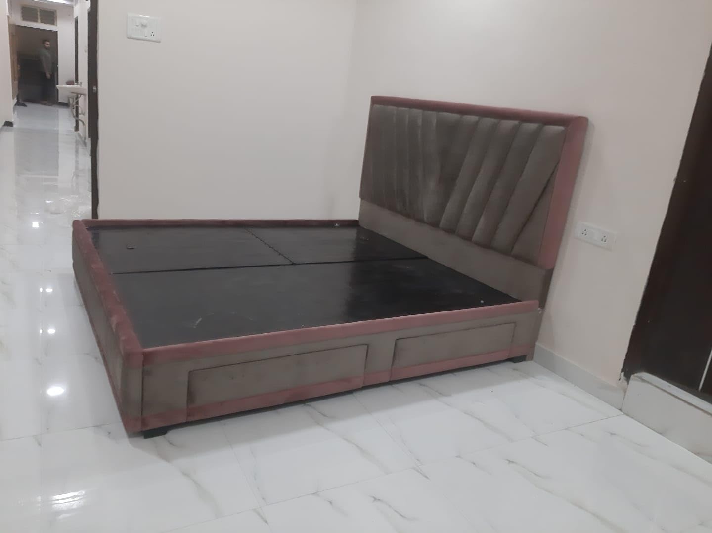 Taxzek King Size Bed Frame with 10" Soft Matress + 1 Side Table,Headboard and Footboard, with 2 Storage Drawers