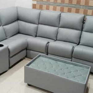 Taxzek Grey 5 Seater New Modern Sofa with Long backrest and Two Side Cup Holder with armrest