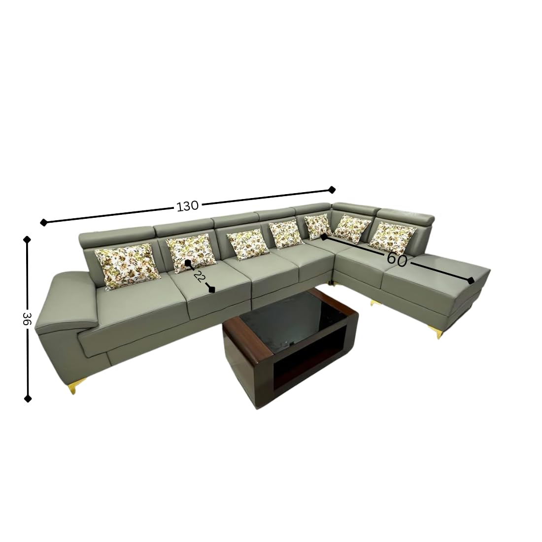 taxzek modern l shaped sectional sofa set| grey colour| adjustable headrests| golden ss legs| 6 seater| with glass centre table. taxzek modern l shaped sectional sofa set| grey colour| adjustable headrests| golden ss legs| 6 seater| with glass centre table.