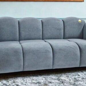 TAXZEK Modern Low Back Velvet Sofa, 3-Seater Living Room Couch, Comfortable Cushioned Design, Grey
