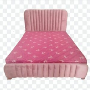 Taxzet Velvet Covered King Size Bed with Mattress(6/6.5 fts) (Pink)