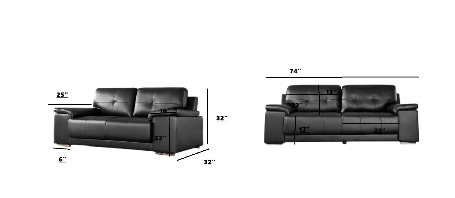 Taxzek Beige Upholstered Sofa Set with Cushions, 3-Seater and 2-Seater (Black) - Image 2