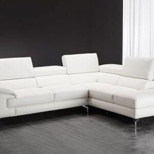 Taxzek 5 Seater Sofa Set with Adjustable headrest Plus White top Glass Storage Centre Table White Leather Sofa Set