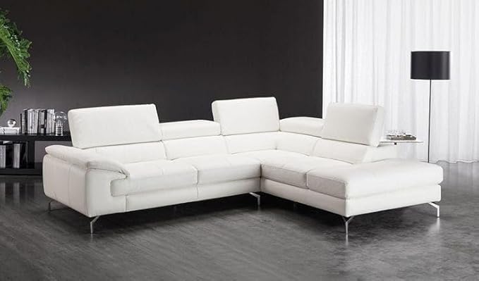 Taxzek 5 Seater Sofa Set with Adjustable headrest Plus White top Glass Storage Centre Table White Leather Sofa Set