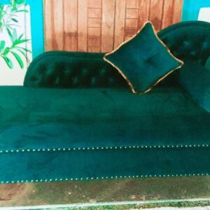 Taxzek Dewaan with Golden Purni Model 2 Seater Loveseat (Dartmouth Green)