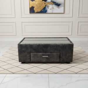 Taxzek Modern Glass Centre Table with Storage Drawer.