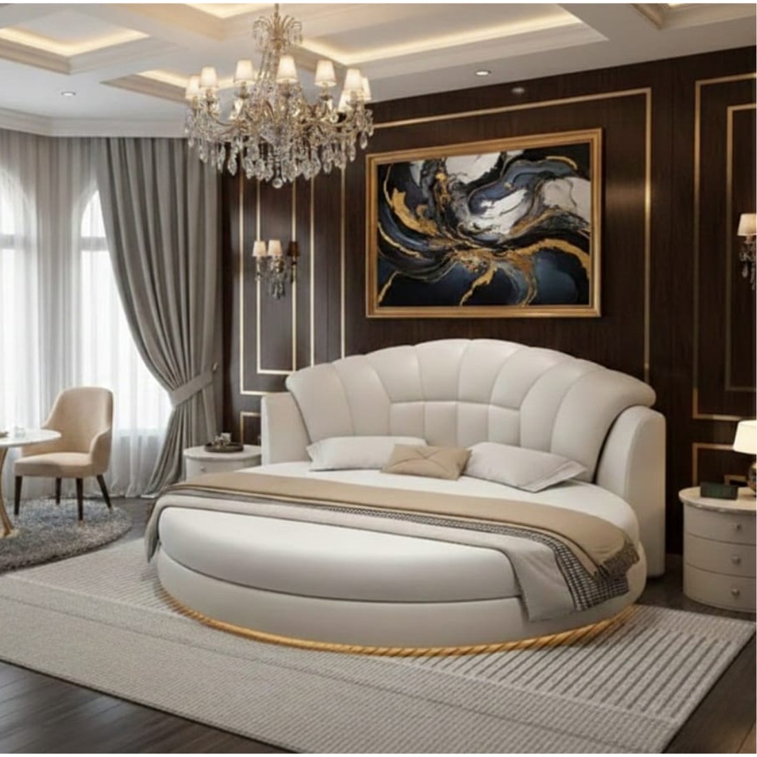 WHITE LEATHER BED