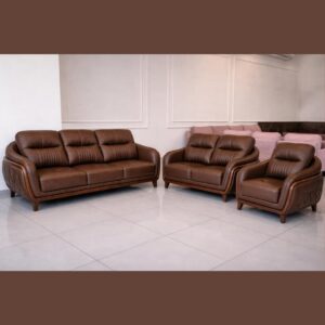 luxury leather sofa| brown| tufted back| wooden frame| modern style