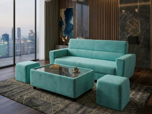 velvet sofa set with coffee table and 2 ottomans, teal, modern living room furniture, 4 piece set velvet sofa set with coffee table and 2 ottomans, teal, modern living room furniture, 4 piece set