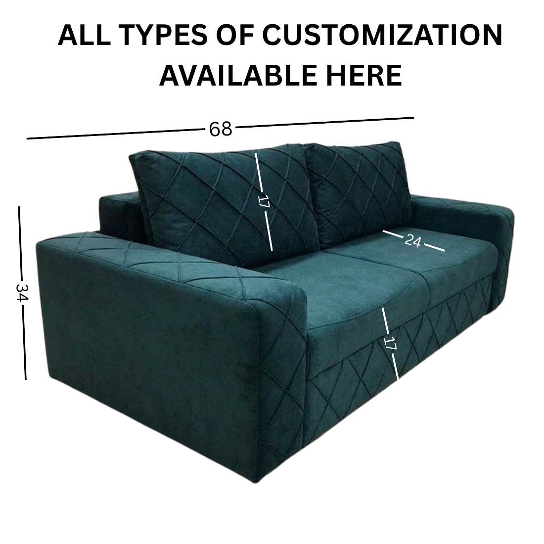 teal fabric 2 seater sofa with diamond quilted design | includes cushions, living room, upholstered seating, modern style, tufted detailing teal fabric 2 seater sofa with diamond quilted design | includes cushions, living room, upholstered seating, modern style, tufted detailing