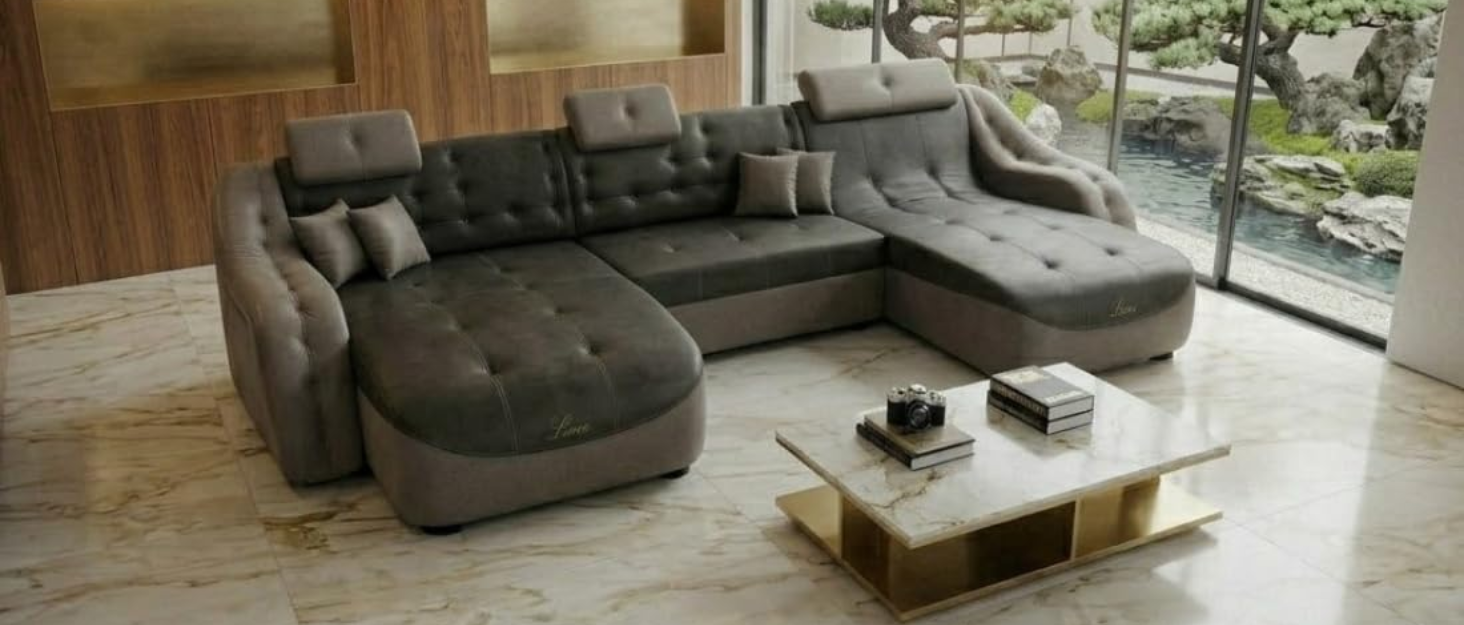 taxzek modern u shaped sectional sofa with tufted design| adjustable headrests | dark grey and grey | for living room taxzek modern u shaped sectional sofa with tufted design| adjustable headrests | dark grey and grey | for living room